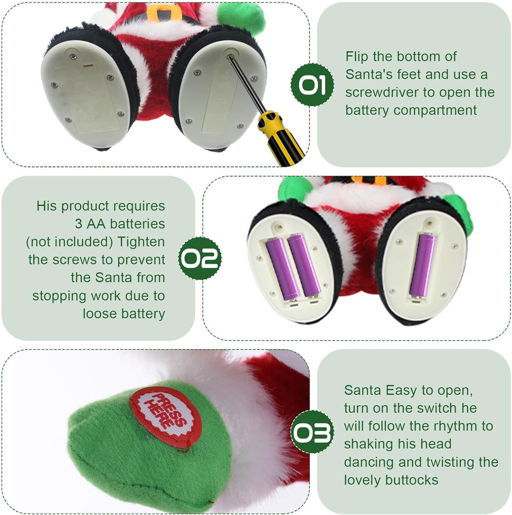 Танцующий Санта-Клаус (Тверк), Санта трясущий попой, Музыкальная анимированная новогодняя игрушка для детей (Поет на английском)